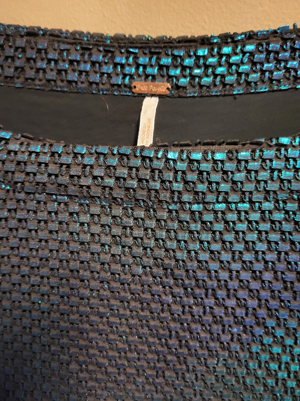 Free People Diamonds Are Forever Iridescent Blue-Black Mermaid Mini Dress - Picture 2 of 5